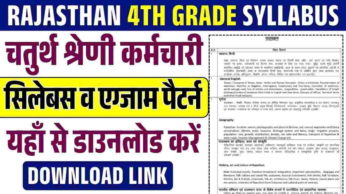 Rajasthan 4th Grade Bharti Syllabus 2024